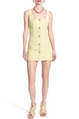 Corey Lynn Calter Dita Tweed Shift Mini Dress Bamboo Yellow S Quiet Luxury Chic
